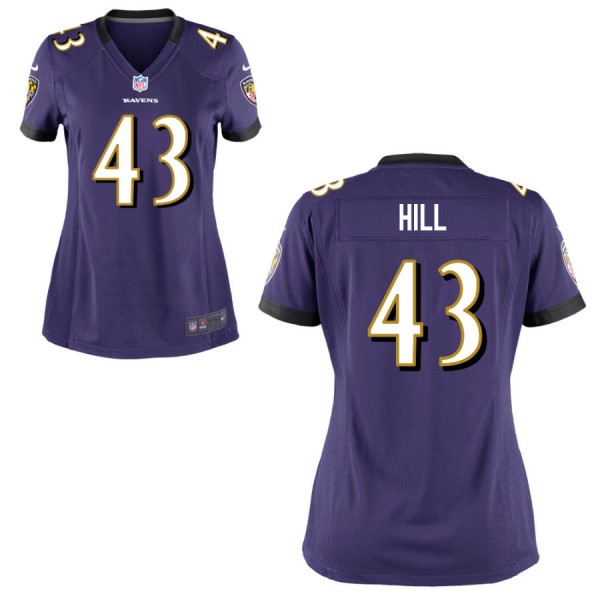 Women's Baltimore Ravens Nike Purple Game Jersey HILL#43