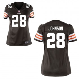 Women's Cleveland Browns Historic Logo Nike Brown Game Jersey JOHNSON#28