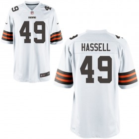 Nike Men's Cleveland Browns Game White Jersey HASSELL#49