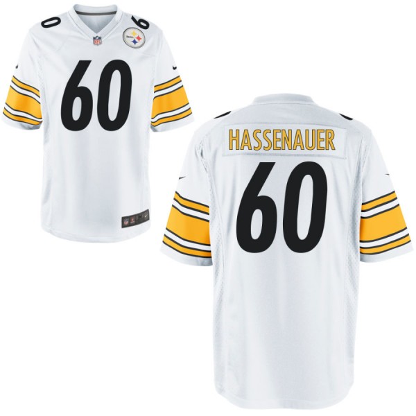 Nike Men's Pittsburgh Steelers Game White Jersey HASSENAUER#60